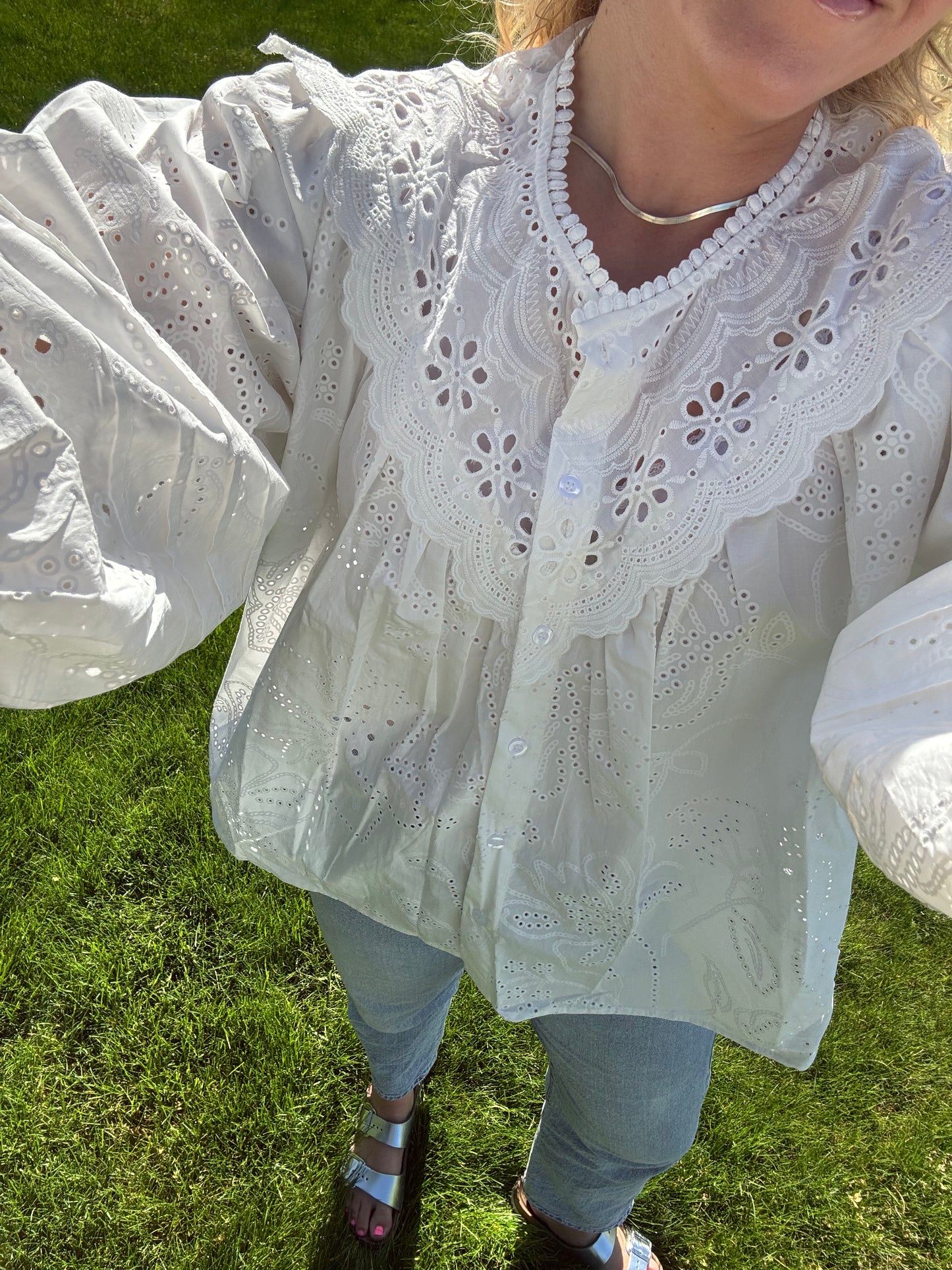 Coastal Cotton Eyelet Blouse